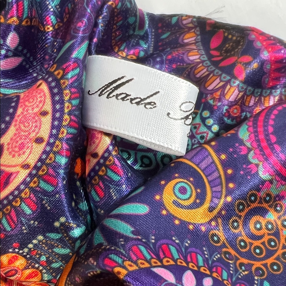 Handmade Jumbo Vibrant Paisley Silk Hair Scrunchie - Picture 4 of 5